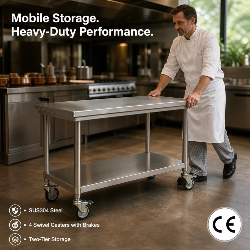 Commercial Kitchen Worktops - Commercial 304 Stainless Steel Double Bowl